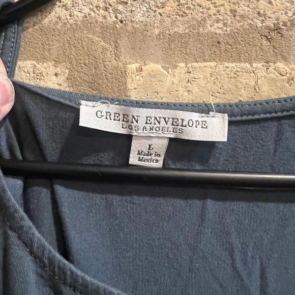 Soft & Stylish Blue Cap Sleeve Top - Green Envelope (Size Large) - Picture 4 of 4